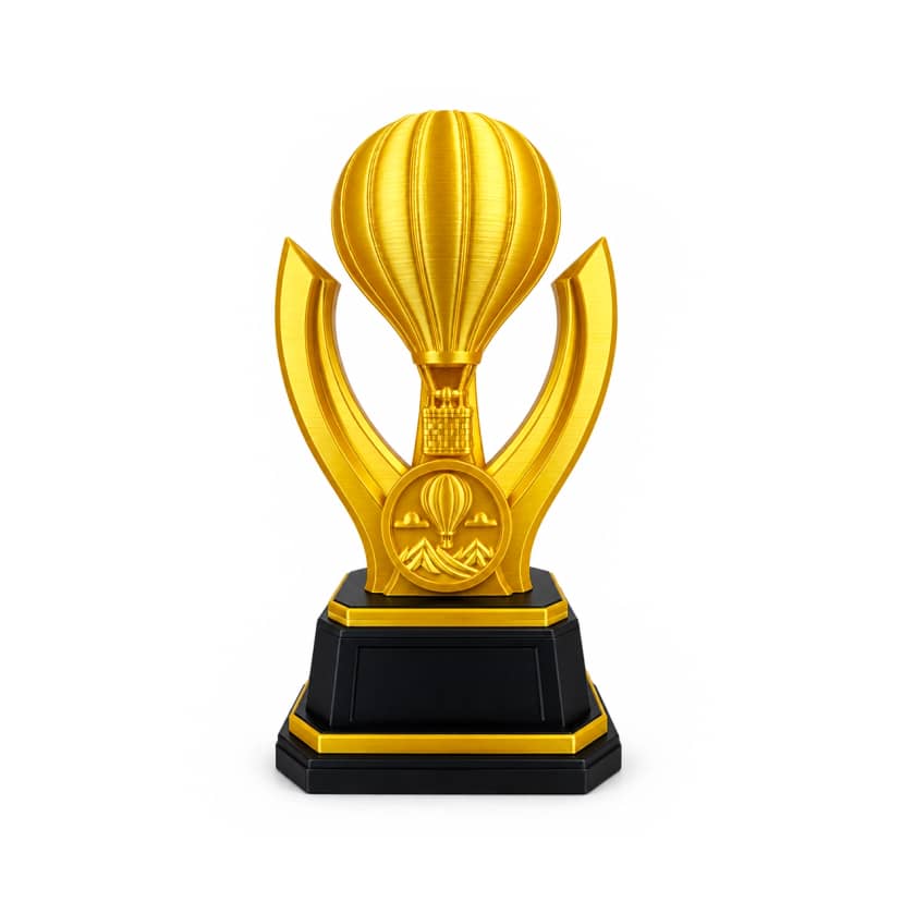 Troféu Decorativo Balão Dourado com Base Preta