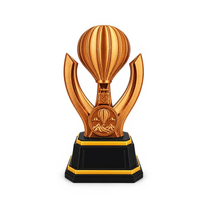Troféu Balão de Ar Quente Bronze com Base Preta